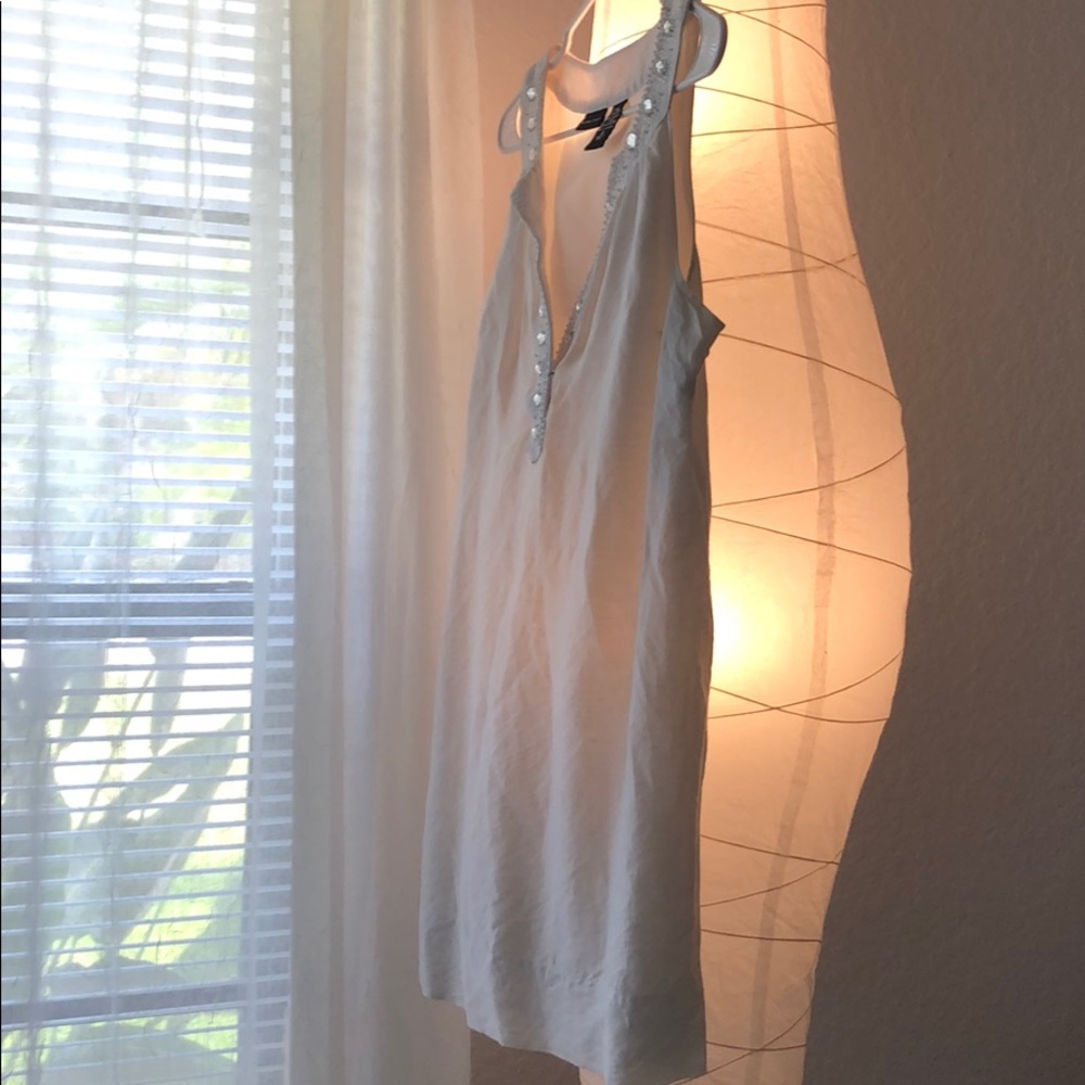 ❣️NY&CO White Linen Dress Pearls and Stones🤍✨🤍